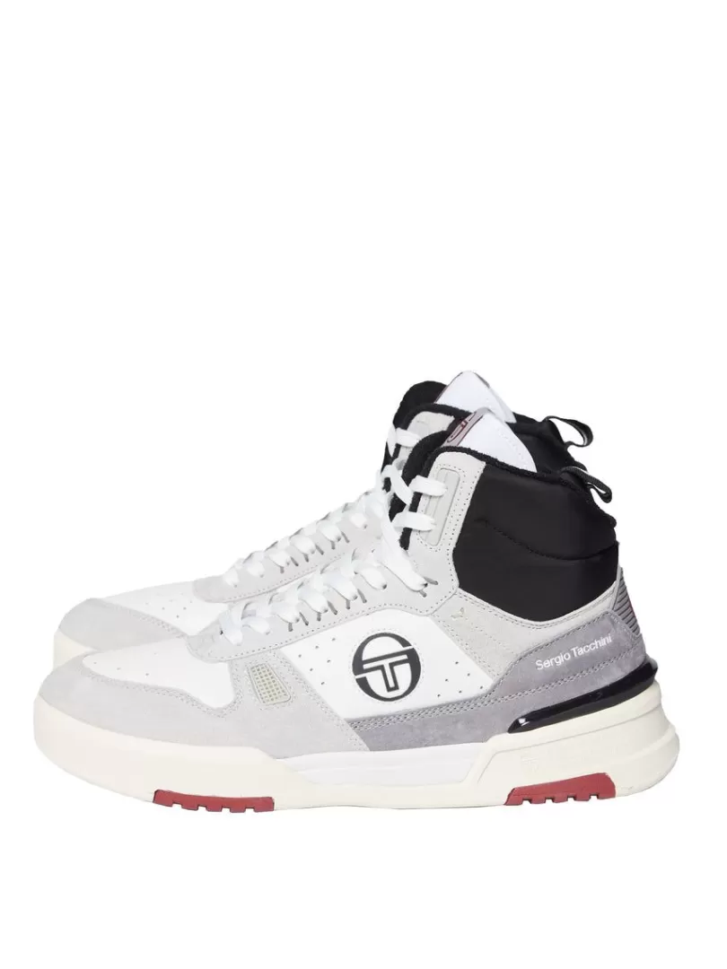 Sergio Tacchini View All>Bb Court Hi Sneaker- White/ Tofu/ Quiet Grey