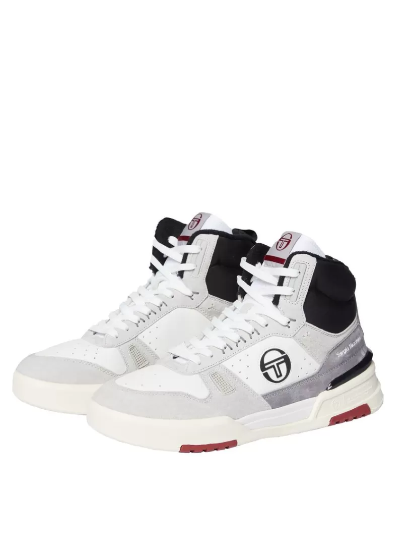 Sergio Tacchini View All>Bb Court Hi Sneaker- White/ Tofu/ Quiet Grey