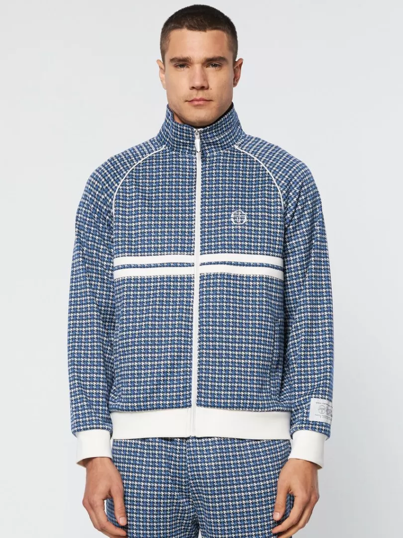 Sergio Tacchini Jackets>Dallas Houndstooth Track Jacket- Maritime Blue