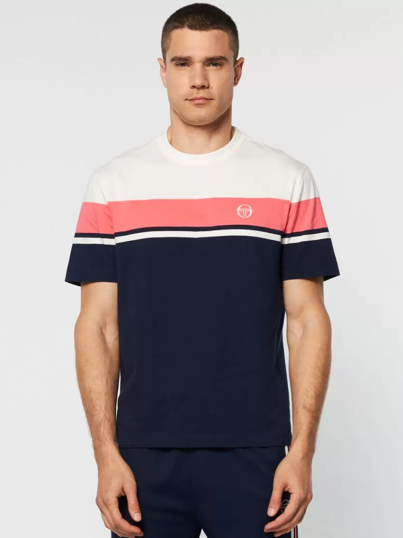 Sergio Tacchini The Essentials>Damarindo T-Shirt Archivio -Gardenia/ Maritime Blue