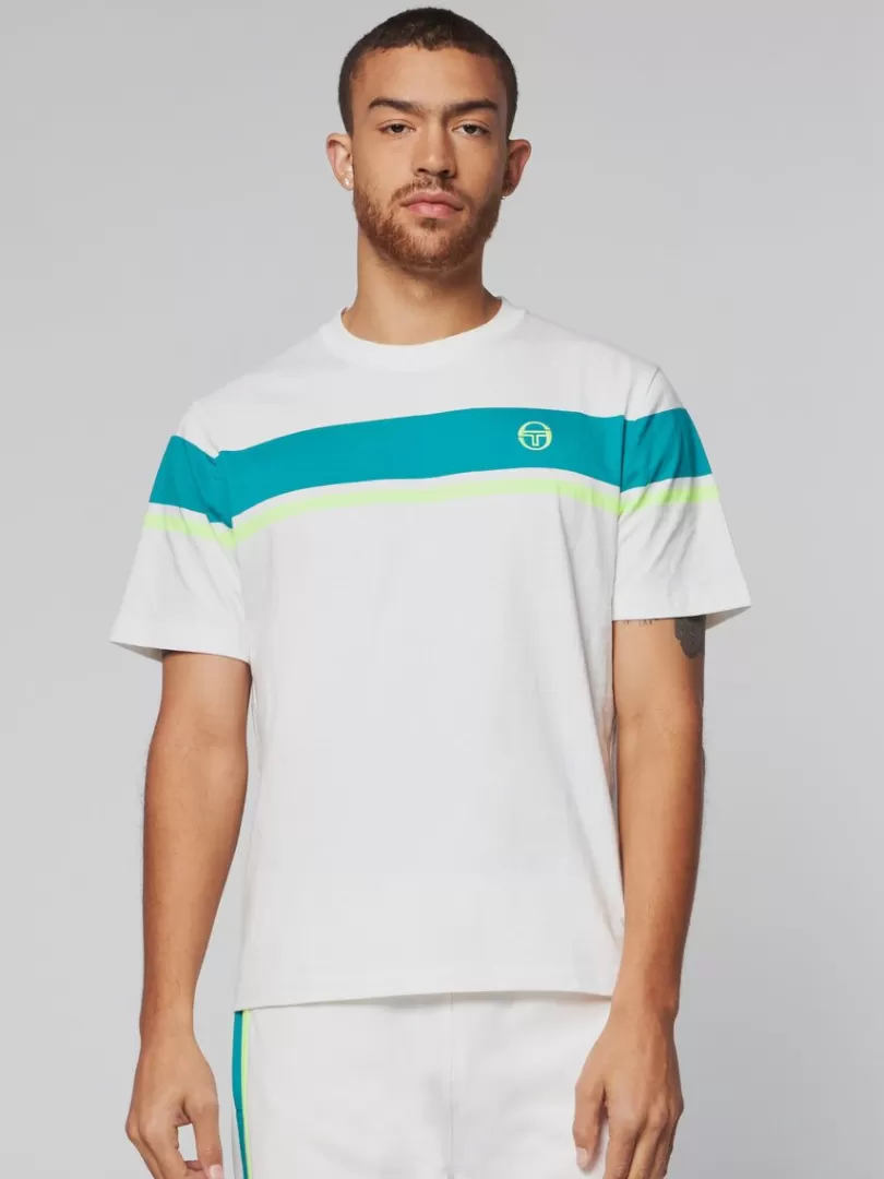 Sergio Tacchini T-Shirts>Damarindo T-Shirt- Gardenia/ Blue Grass