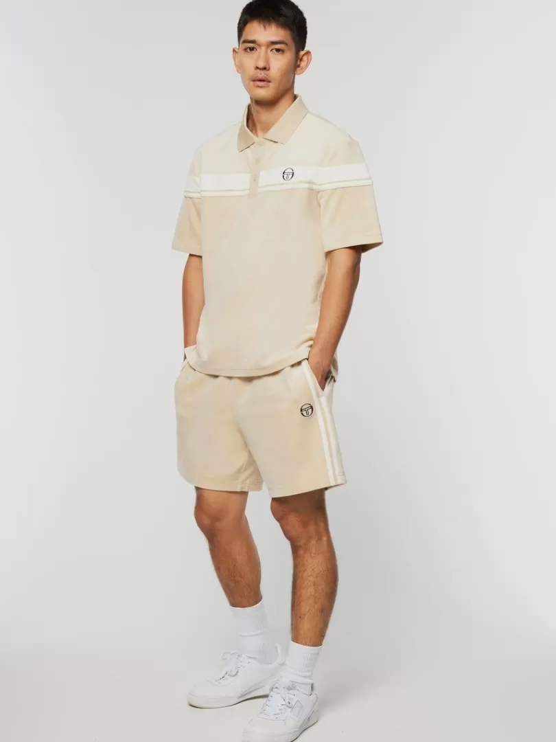 Sergio Tacchini Velour>Damarindo Velour Polo-Cement/ Gardenia