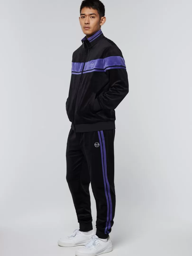 Sergio Tacchini Velour>Damarindo Velour Track Jacket- Black/ Liberty