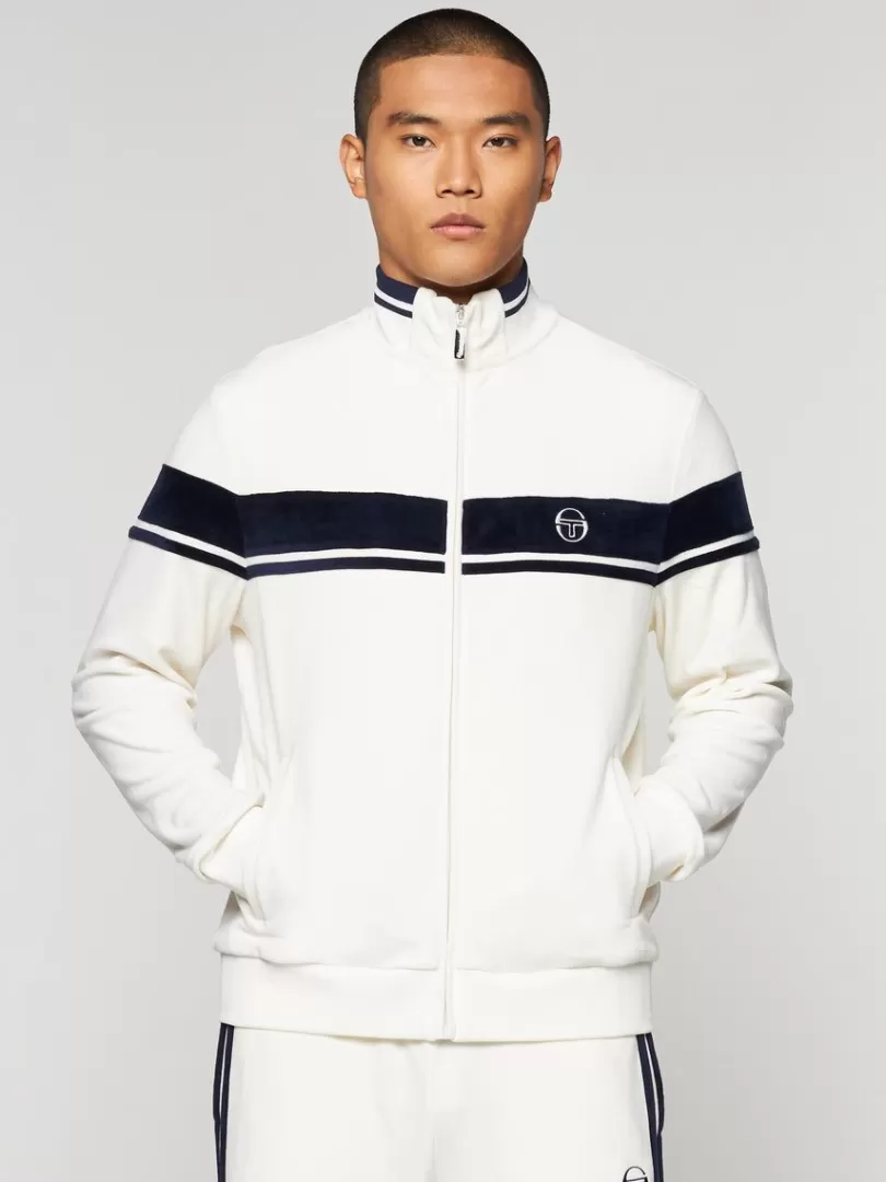 Sergio Tacchini Jackets>Damarindo Velour Track Jacket- Gardenia