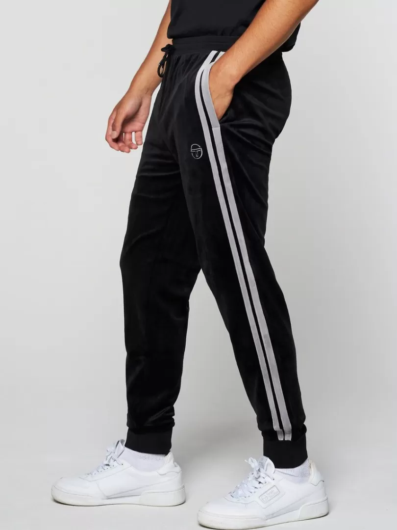 Sergio Tacchini Pants And Sweatpants>Damarindo Velour Track Pant- Black Beauty