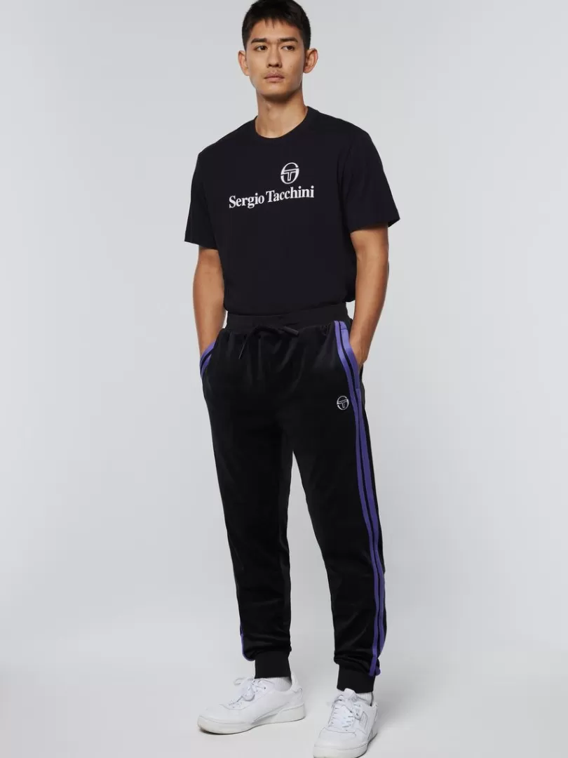 Sergio Tacchini Velour>Damarindo Velour Track Pant-Black/ Liberty