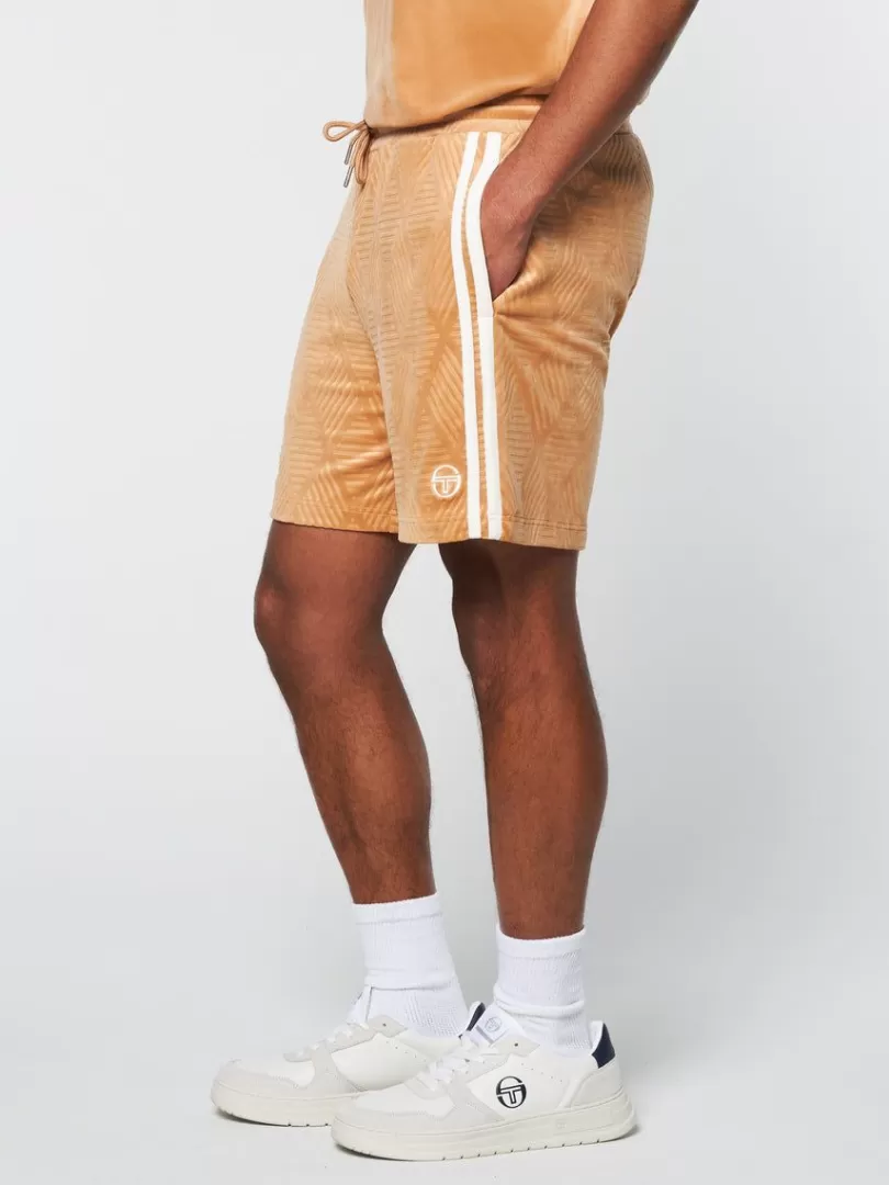 Sergio Tacchini Matching Separates>Debossed Damarindo Velour Short- Meerkat