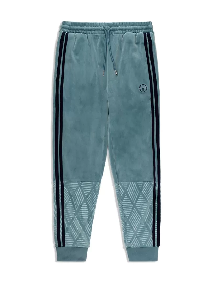 Sergio Tacchini Velour>Debossed Damarindo Velour Track Pant- Larkspur