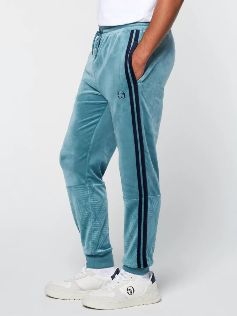 Sergio Tacchini Pants And Sweatpants>Debossed Damarindo Velour Track Pant- Larkspur