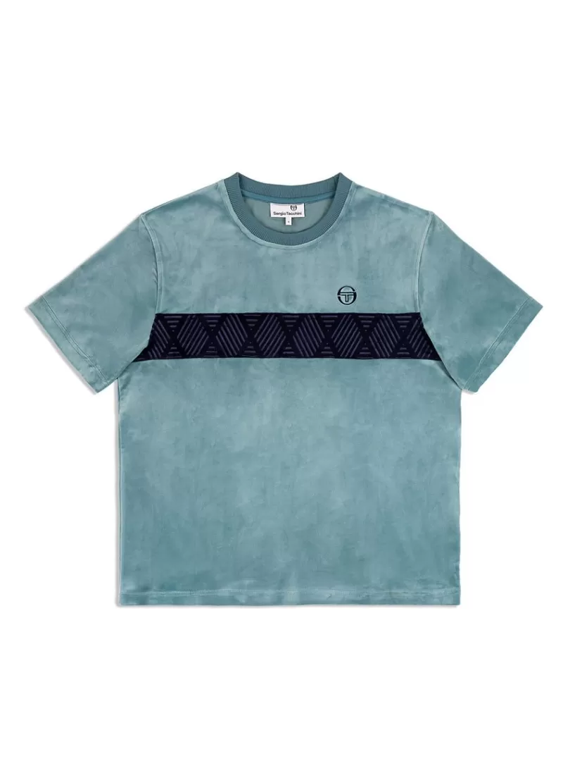 Sergio Tacchini Matching Separates>Debossed Damarindo Velour T-Shirt- Larkspur