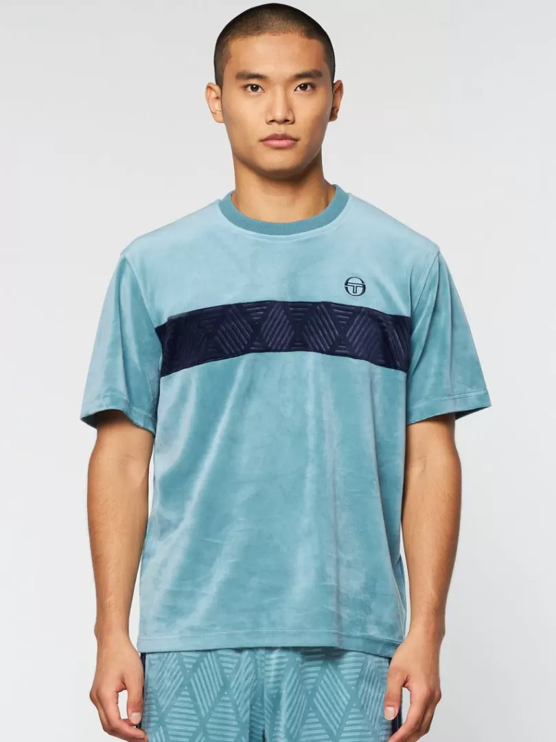 Sergio Tacchini Matching Separates>Debossed Damarindo Velour T-Shirt- Larkspur