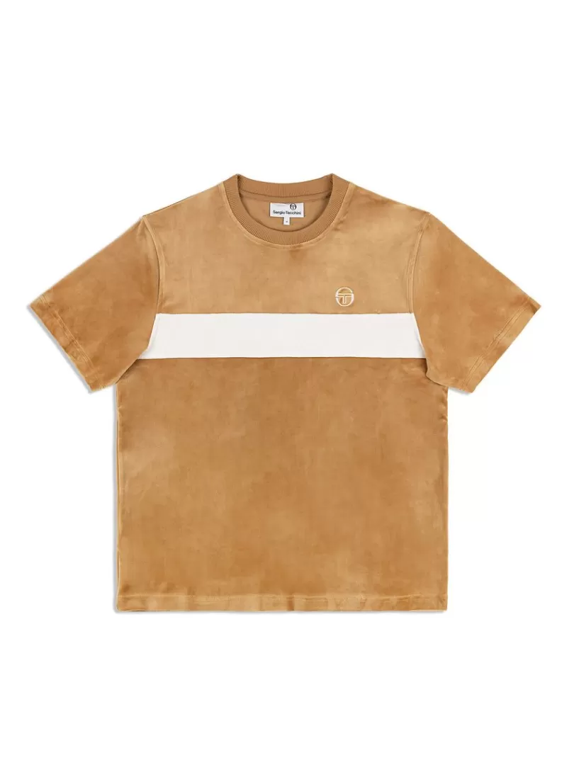 Sergio Tacchini Velour>Debossed Damarindo Velour T-Shirt- Meerkat