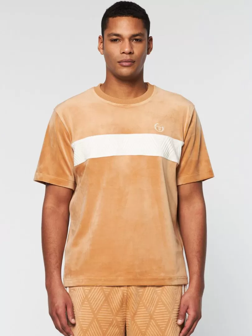 Sergio Tacchini Matching Separates>Debossed Damarindo Velour T-Shirt- Meerkat