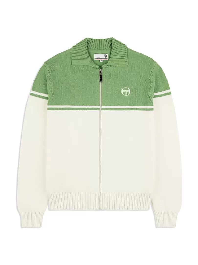 Sergio Tacchini Jackets>Donato Knit Track Jacket- Gardenia/ Jade Green