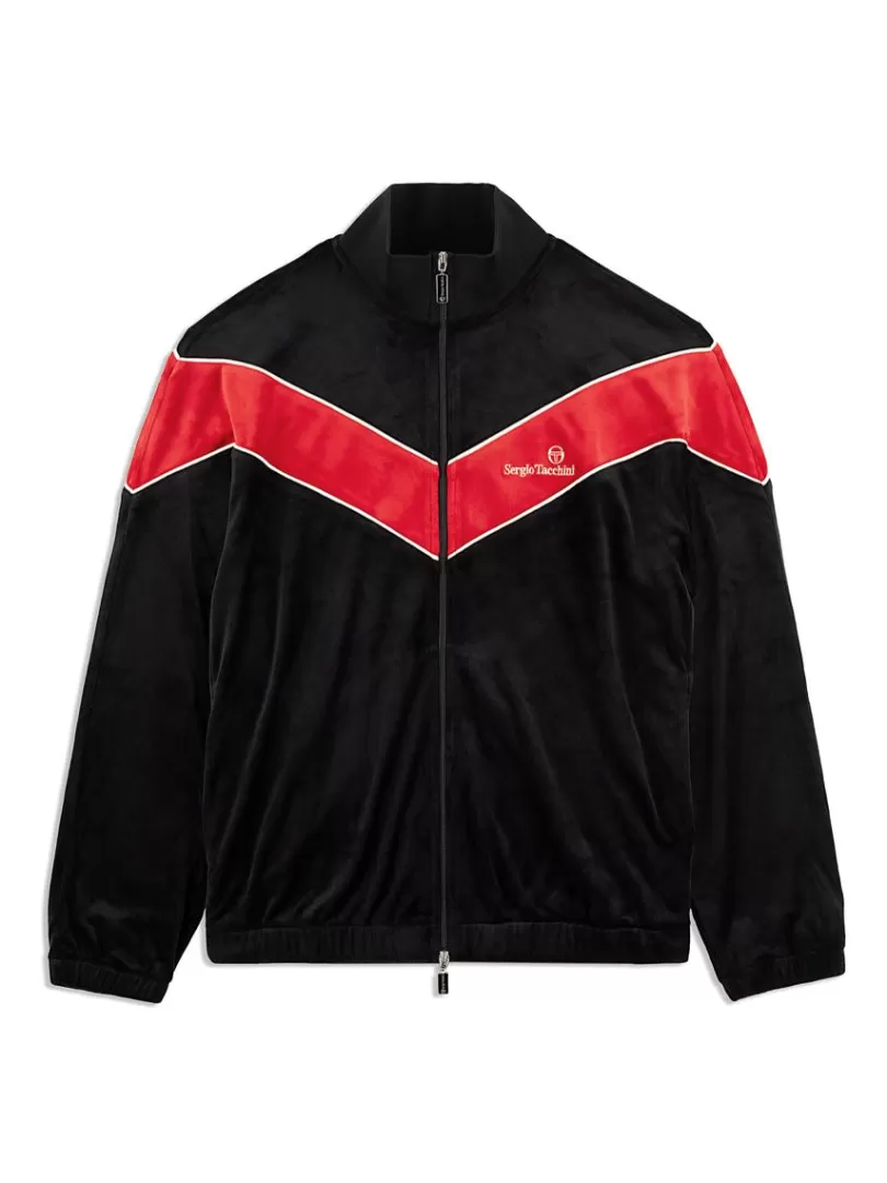 Sergio Tacchini Jackets>Gallone Velour Track Jacket- Black Beauty