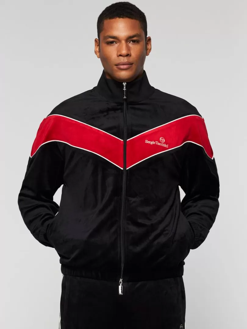 Sergio Tacchini Velour>Gallone Velour Track Jacket- Black Beauty