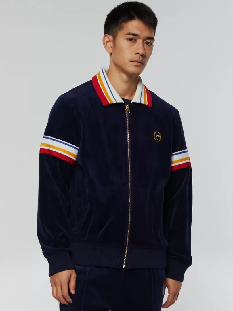 Sergio Tacchini Velour>Goran Velour Track Jacket Archivio- Maritime Blue