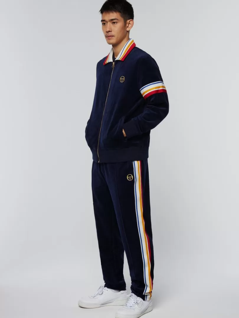 Sergio Tacchini Velour>Goran Velour Track Jacket Archivio- Maritime Blue