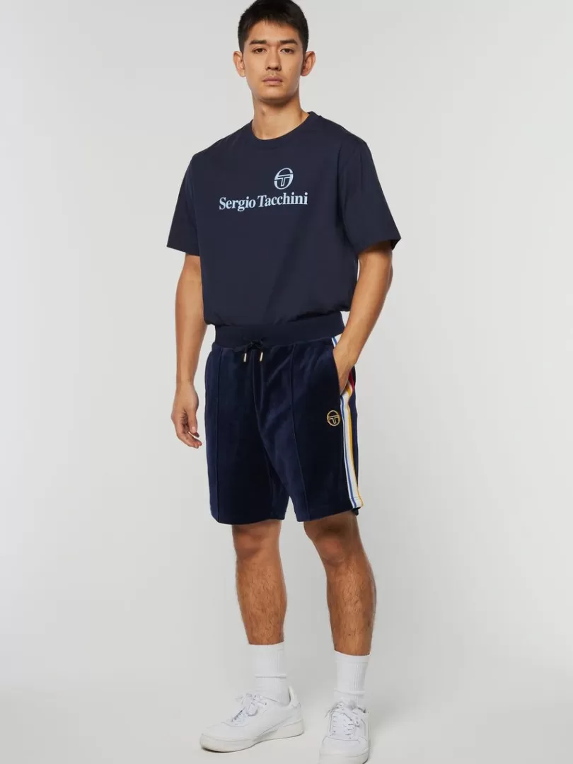 Sergio Tacchini Velour>Goran Velour Track Short Archivio- Maritime Blue