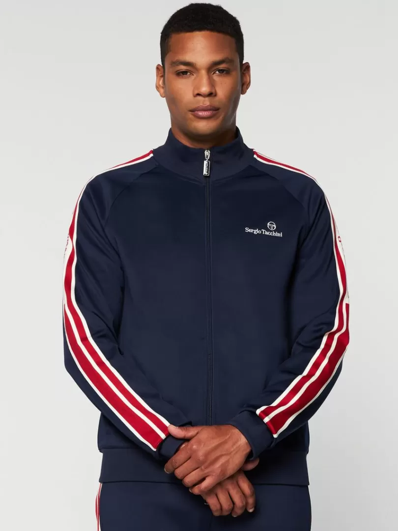 Sergio Tacchini Tracksuits>Gromo Tape Track Jacket- Maritime Blue