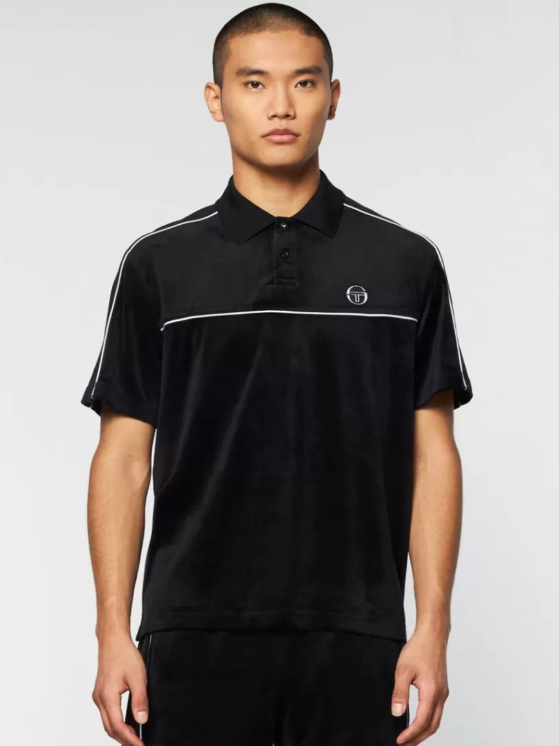 Sergio Tacchini Matching Separates>Lioni Velour Polo Archivio- Black Beauty