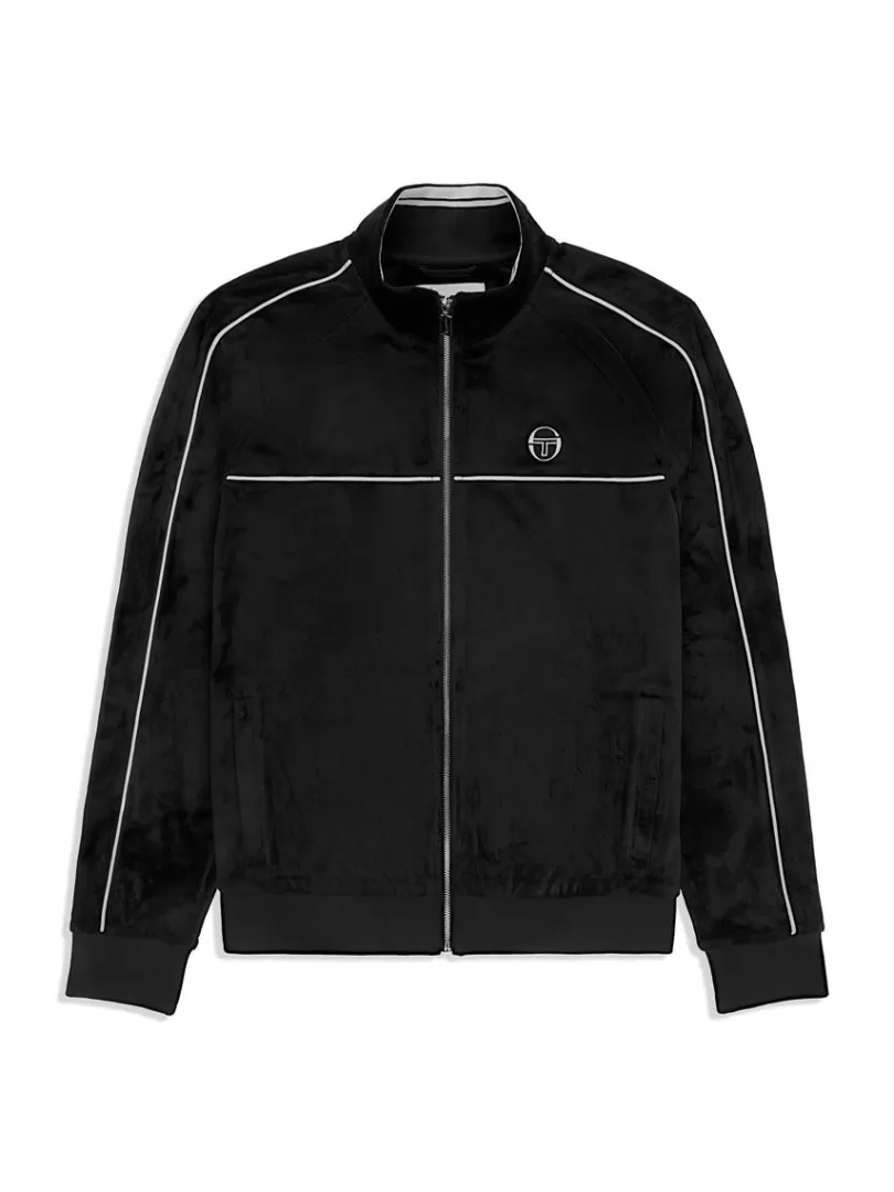 Sergio Tacchini Jackets>Lioni Velour Track Jacket- Black Beauty