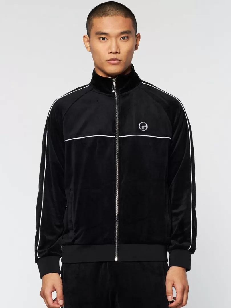 Sergio Tacchini Jackets>Lioni Velour Track Jacket- Black Beauty