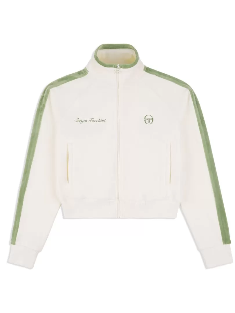 Sergio Tacchini Tracksuits>Miss Carlotta Velour Track Jacket- Gardenia