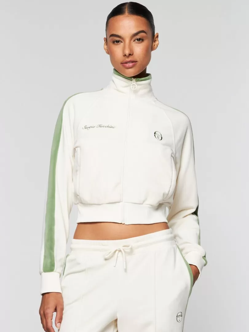 Sergio Tacchini Tracksuits>Miss Carlotta Velour Track Jacket- Gardenia