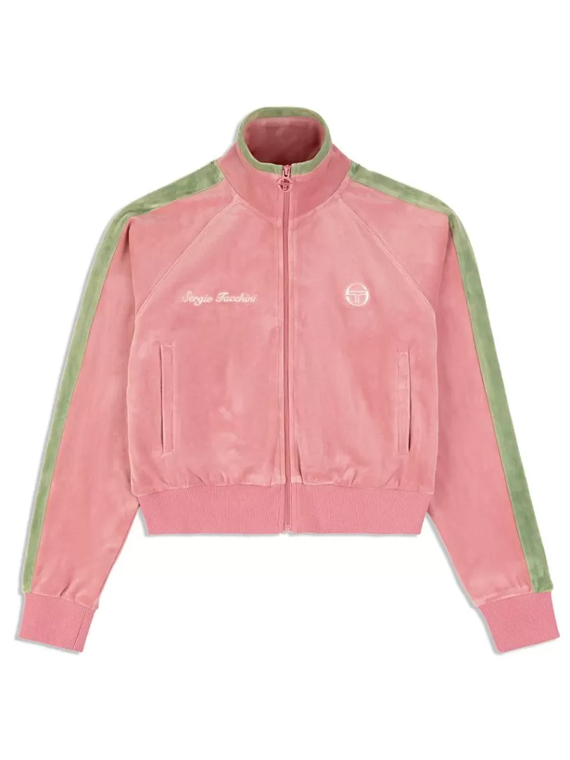 Sergio Tacchini Velour>Miss Carlotta Velour Track Jacket- Wild Rose