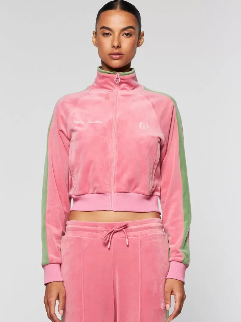 Sergio Tacchini Velour>Miss Carlotta Velour Track Jacket- Wild Rose