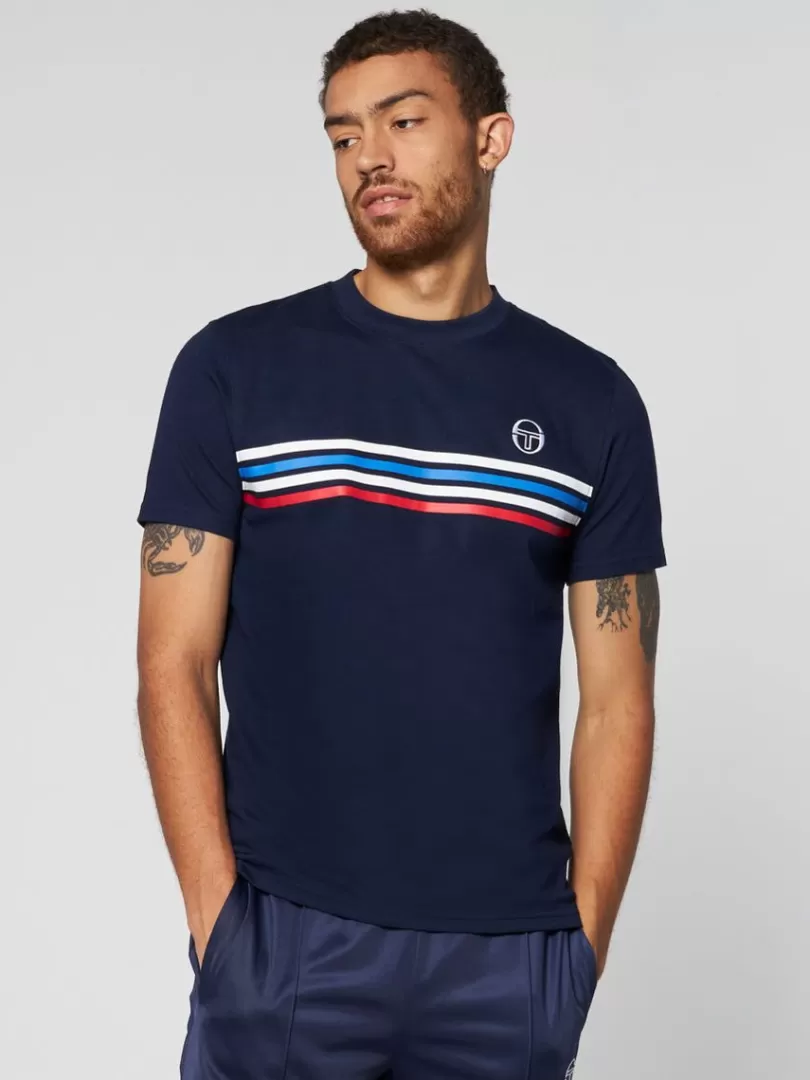 Sergio Tacchini T-Shirts>New Melfi Short Sleeve T-Shirt Archivio- Maritime Blue