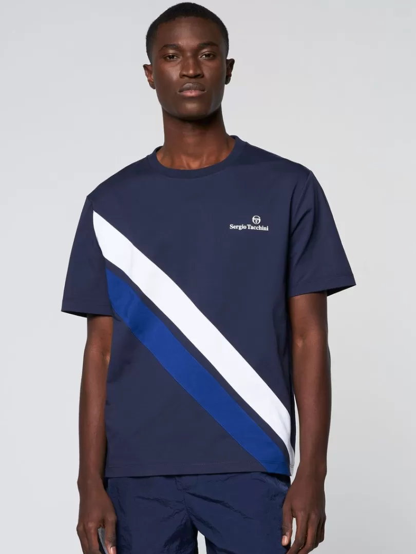 Sergio Tacchini T-Shirts>Ortica Tennis T-Shirt- Maritime Blue