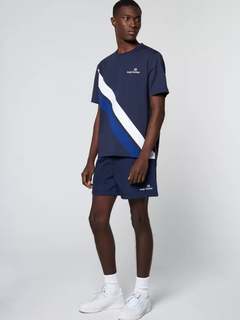 Sergio Tacchini T-Shirts>Ortica Tennis T-Shirt- Maritime Blue