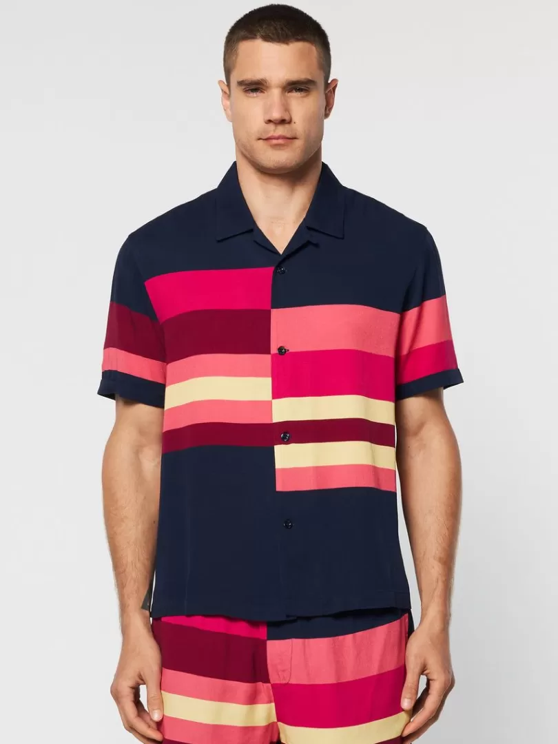 Sergio Tacchini Matching Separates>Pennellata Cabana Shirt- Maritime Blue/ Multi