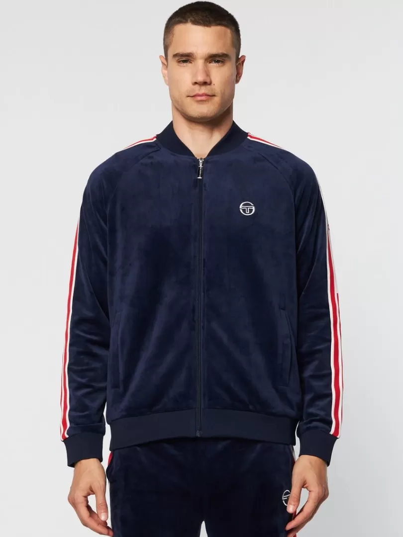 Sergio Tacchini Jackets>Pereto Velour Track Jacket- Maritime Blue