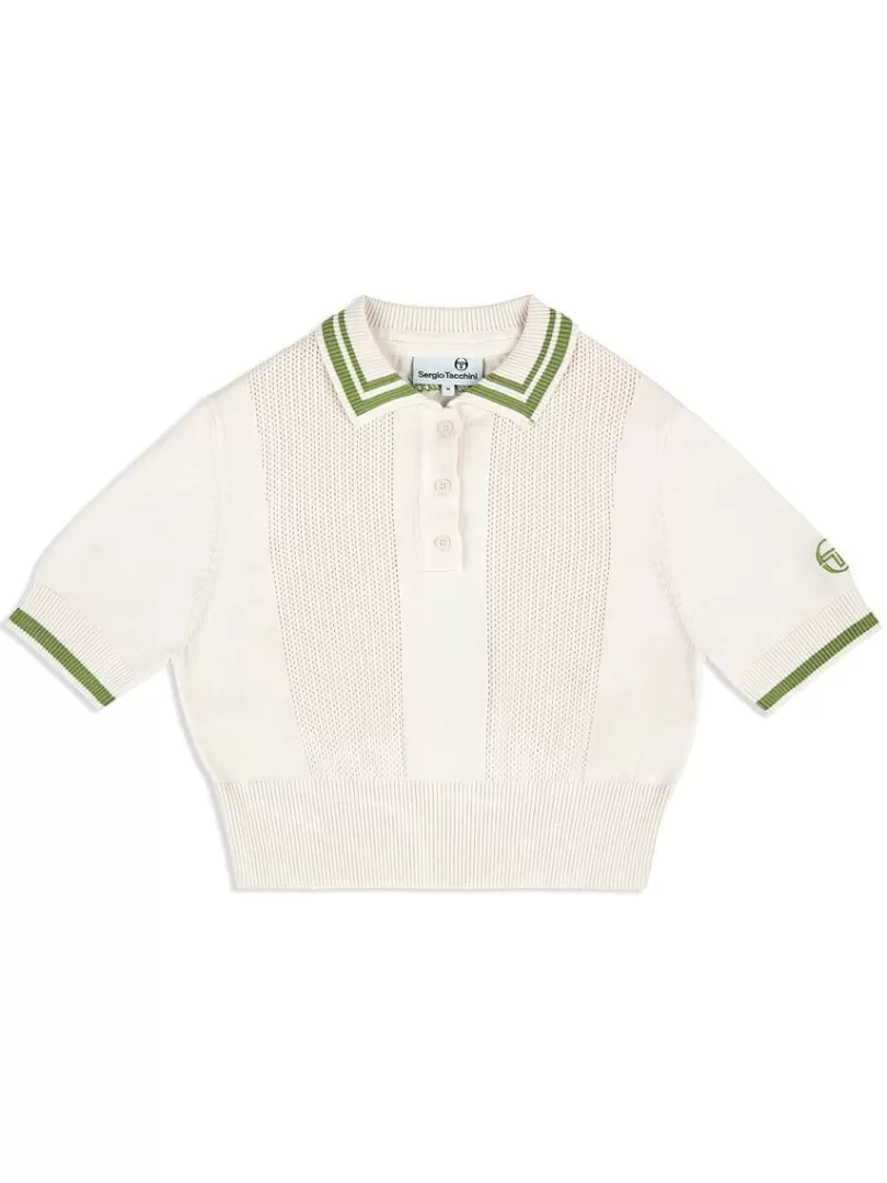 Sergio Tacchini For The Court>Perla Knit Cropped Polo- Gardenia