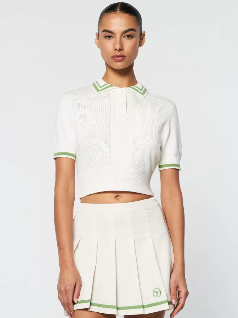 Sergio Tacchini For The Court>Perla Knit Cropped Polo- Gardenia