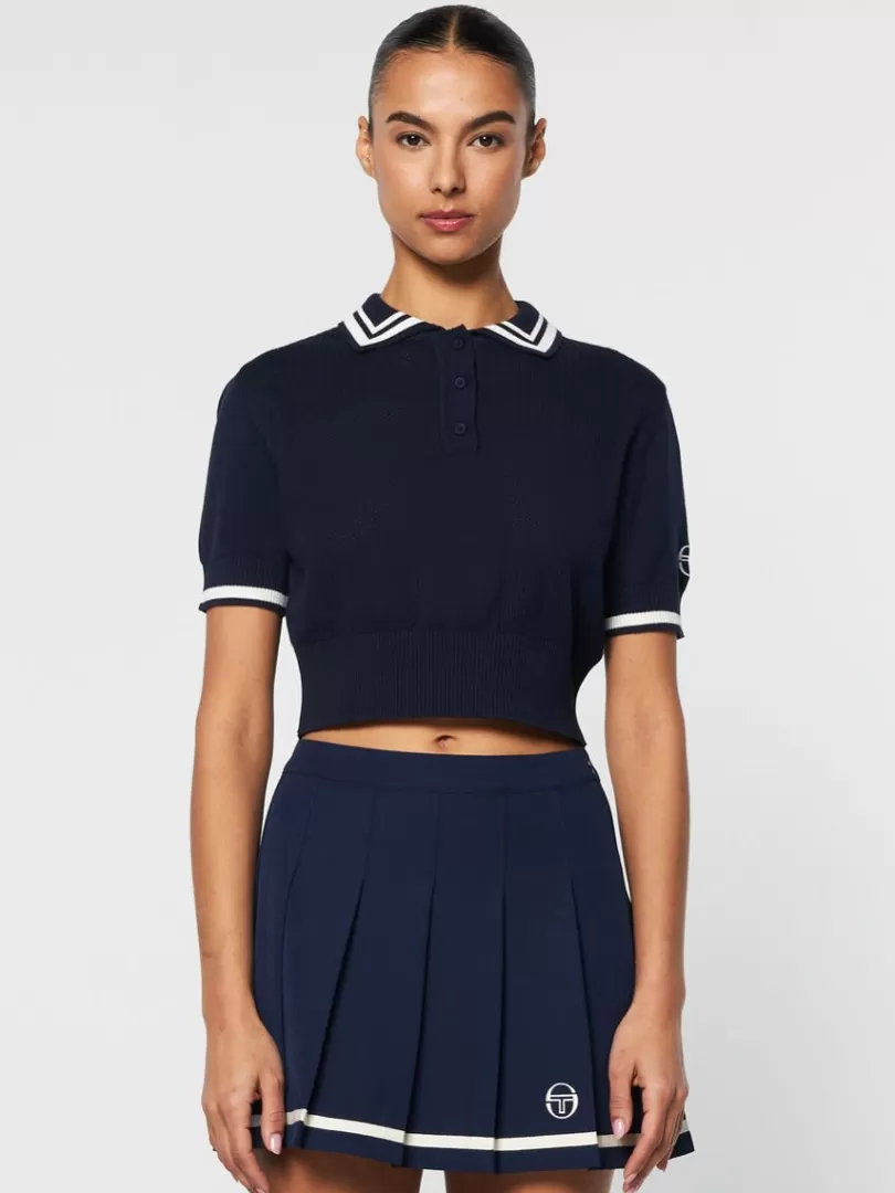 Sergio Tacchini Tops And Sports Bras>Perla Knit Cropped Polo- Maritime Blue