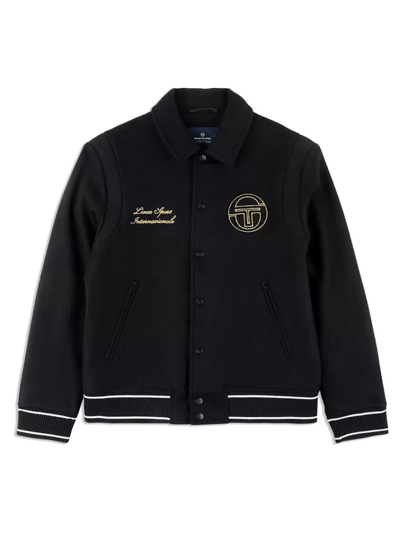 Sergio Tacchini Jackets>Prep Wool Varsity Jacket- Black