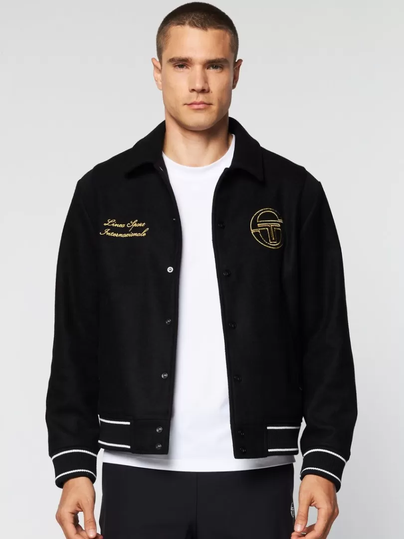 Sergio Tacchini Jackets>Prep Wool Varsity Jacket- Black