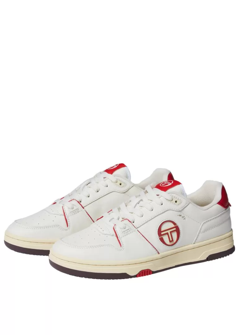 Sergio Tacchini Shoes>Prime Shot Da Sneaker- Antique White/ Almond Oil/ Adrenaline Red