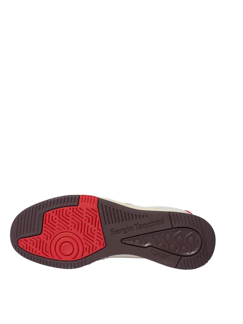 Sergio Tacchini View All>Prime Shot Da Sneaker- Antique White/ Almond Oil/ Adrenaline Red