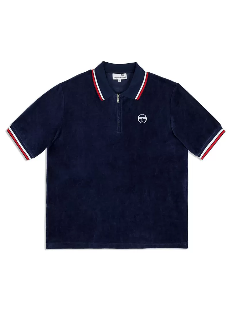 Sergio Tacchini Matching Separates>Primo Velour Polo- Maritime Blue