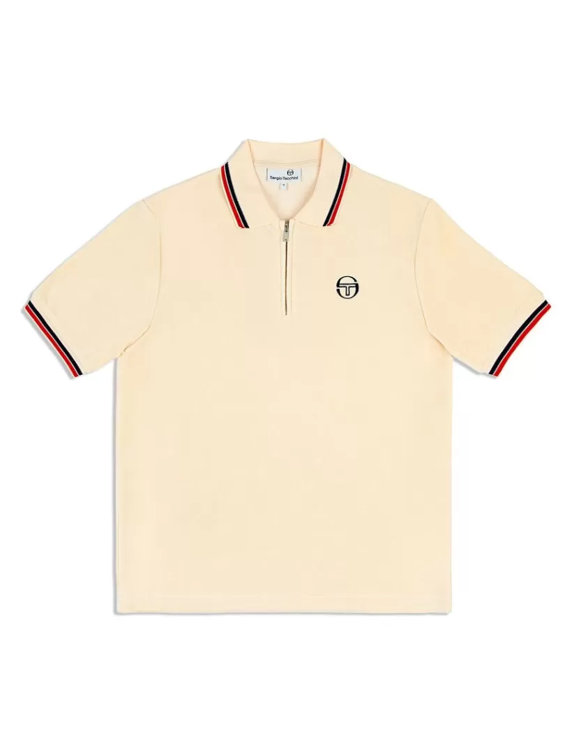 Sergio Tacchini Matching Separates>Primo Velour Polo- Pearl Ivory