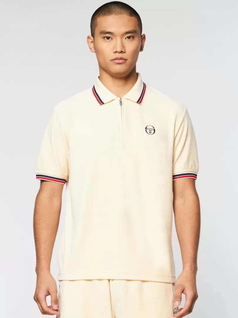 Sergio Tacchini Matching Separates>Primo Velour Polo- Pearl Ivory