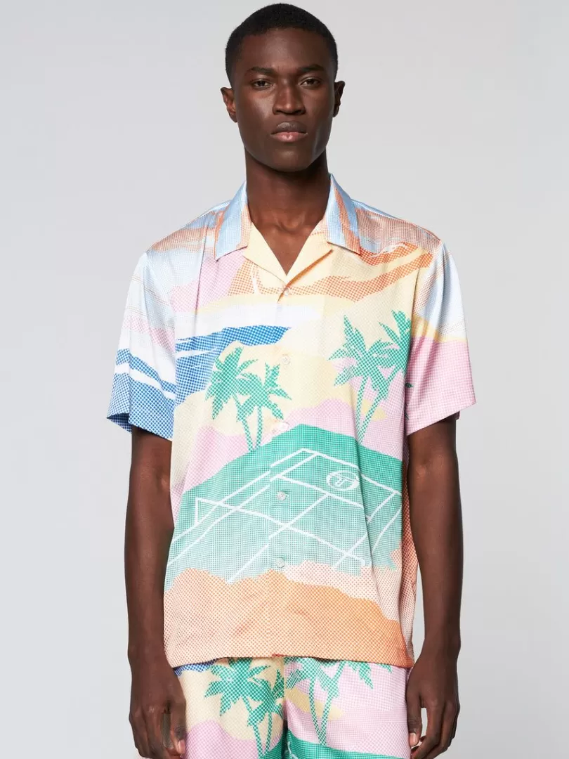 Sergio Tacchini View All>Riviera Camp Shirt- Deep Mint/ Multi