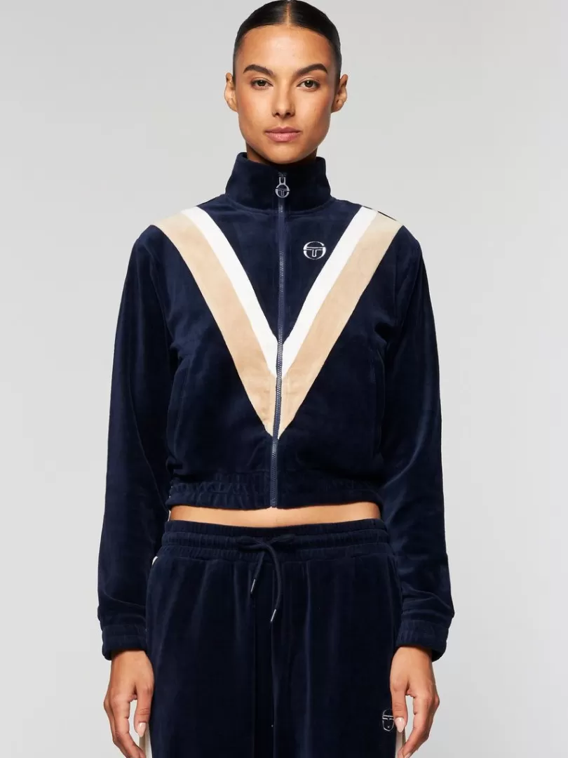 Sergio Tacchini Velour>Sara Velour Track Jacket- Maritime Blue