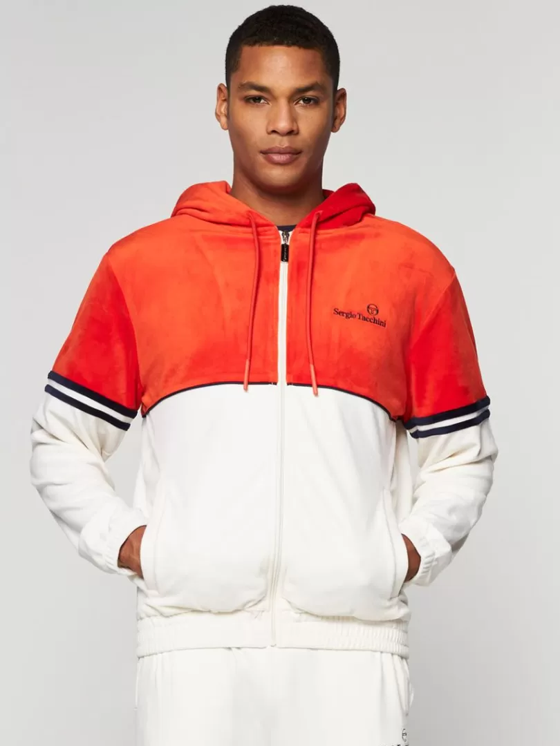 Sergio Tacchini Sweatshirts And Hoodies>Scopeto Full-Zip Velour Hoodie- Poinciana/ Gardenia