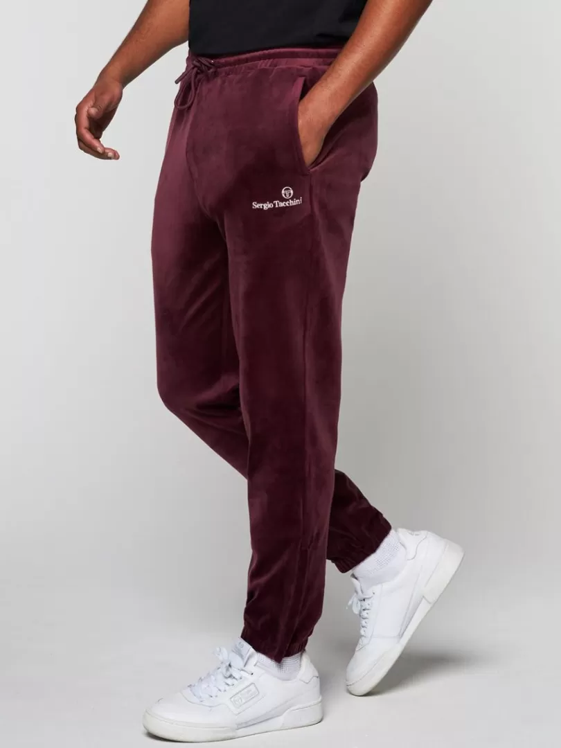 Sergio Tacchini Pants And Sweatpants>Scopeto Velour Pant-Black Beauty/ Mauve Wine